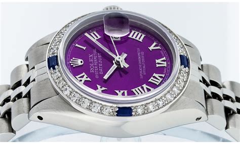 purple face rolex women's|Rolex watch with purple face.